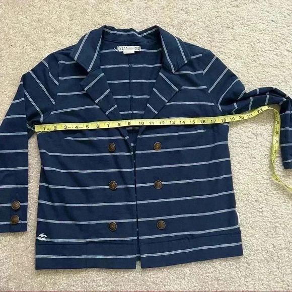 Billabong Lightweight Open Blazer Jacket Navy Blue/White Striped Women Sz Large - Picture 6 of 14